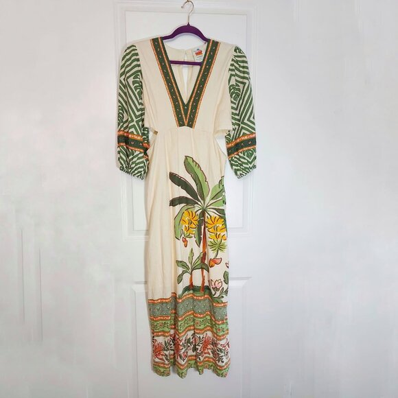 FARM rio maxi dress with cutouts and banana tree - like new - Picture 4 of 14